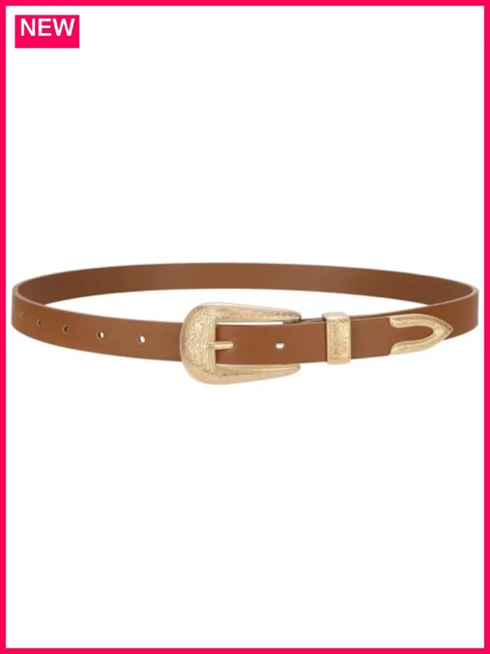 Western Skinny Leather Belt for Women Cowgirl Carved Buckle 0.8